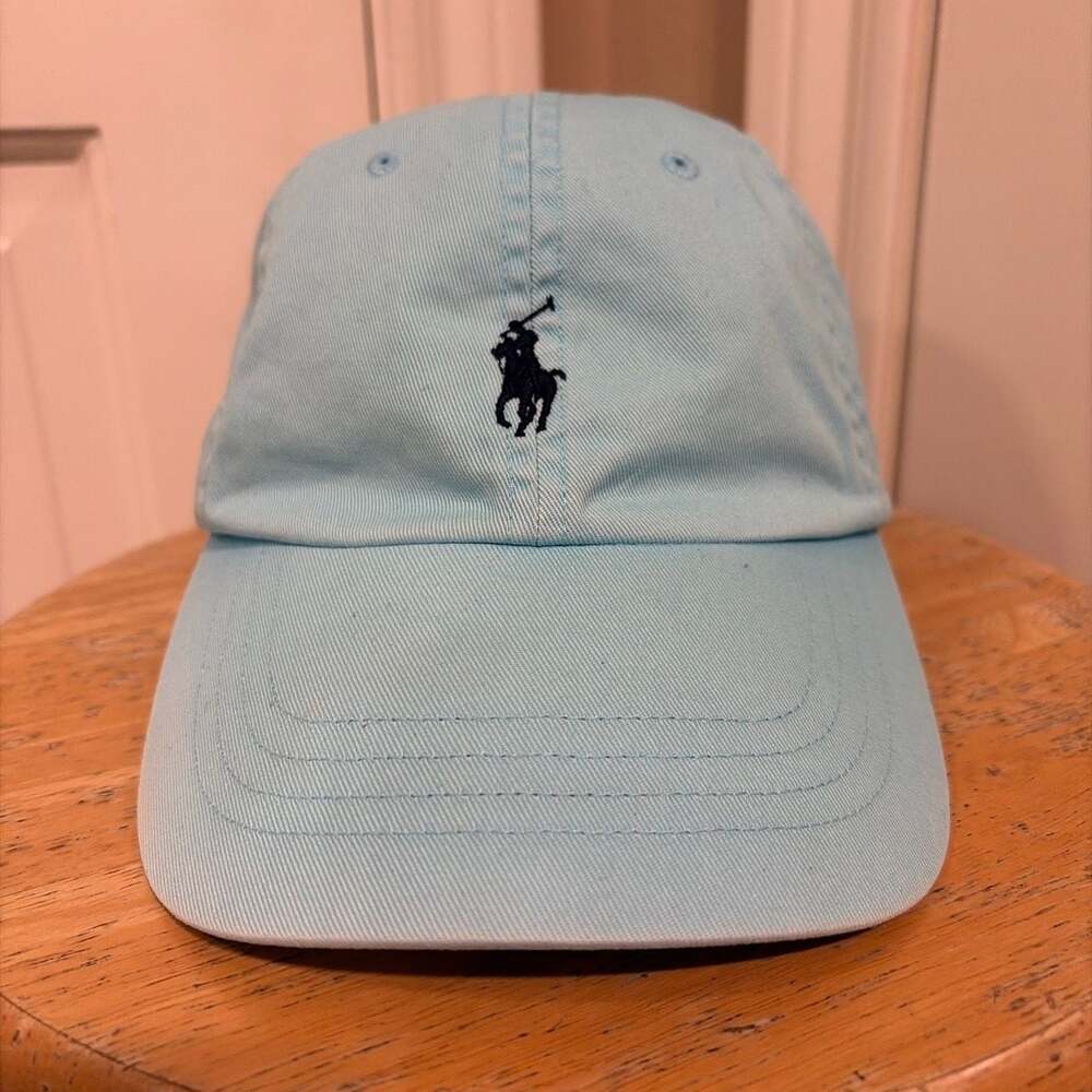 Polo Ralph Lauren Cotton Twill Baseball Cap in Light Blue with Navy Pony Logo